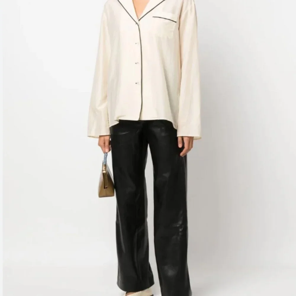 Toteme Cotton Silk PJ Blouse - Cream - Size 40 (US 8) - Picture 8 of 9